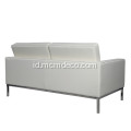 Florence Knoll Putih Kulit Asli 2 Sofa Kursi